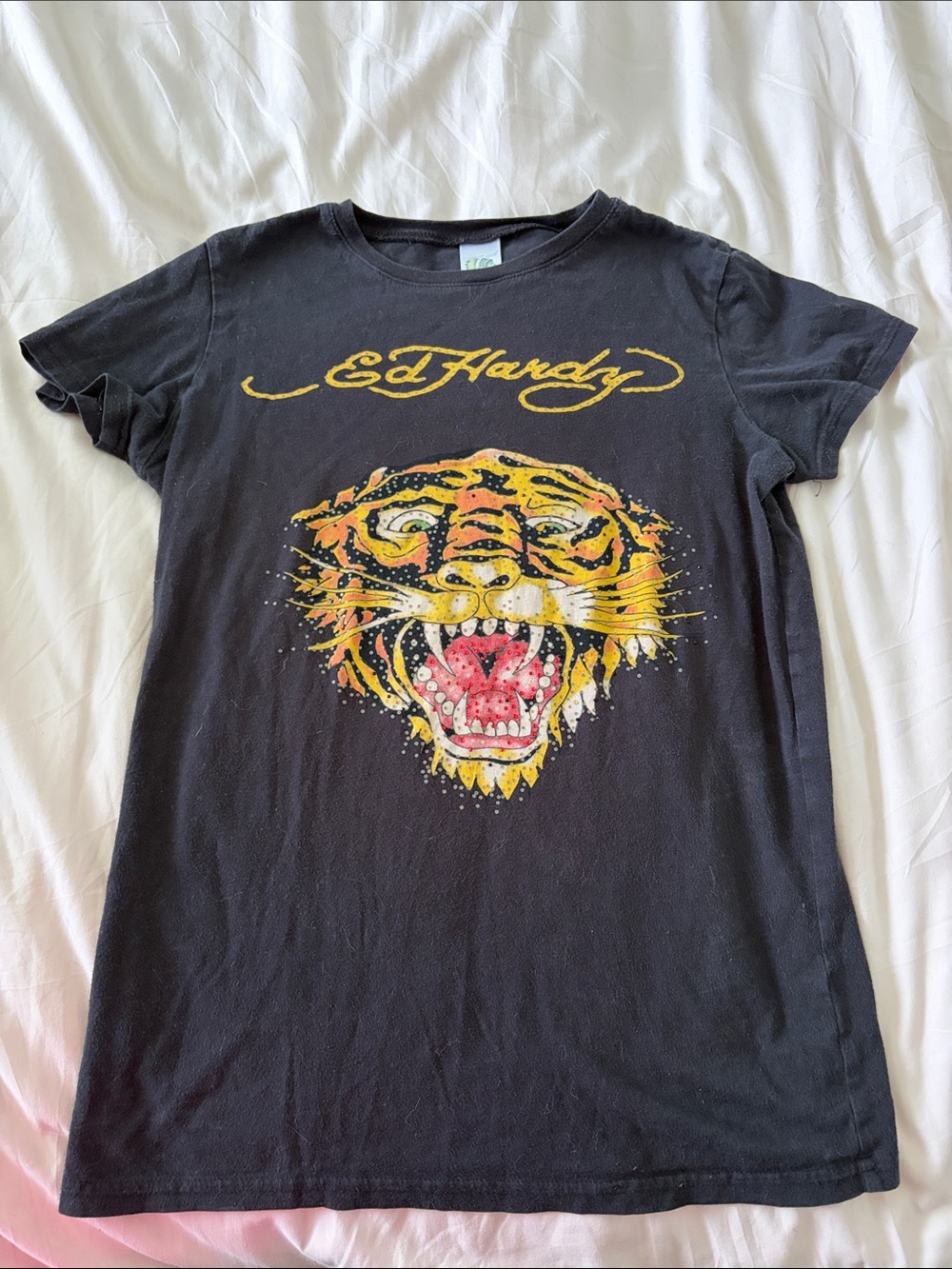 Vintage Ed Hardy Kids vBlack Graphic Tiger Tee